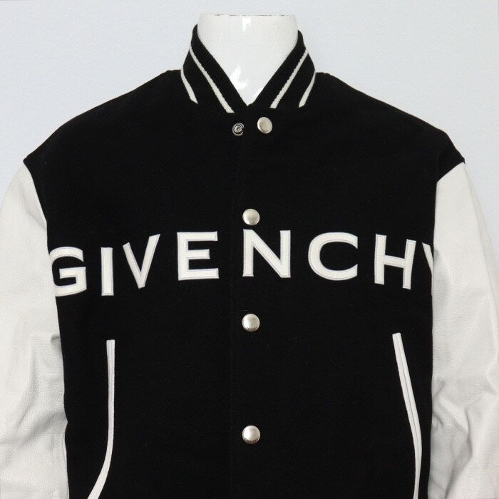 Givenchy Logo Embroidered Leather Varsity Jacket Men