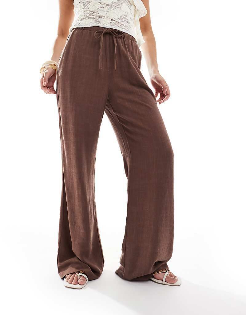 바지 브라운 Hose in Braun mit Leinenoptik 208677501BRAUN