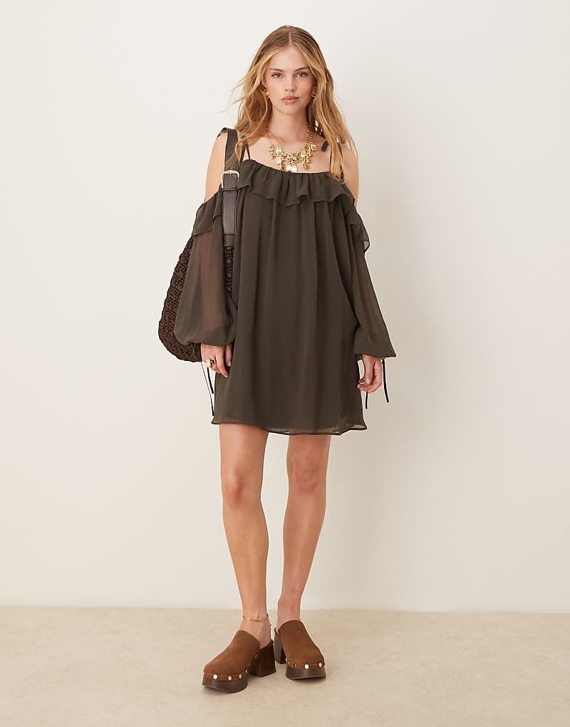 Schulterfreies Mini-Hangerkleid in Anthrazit 208640157Schwarz