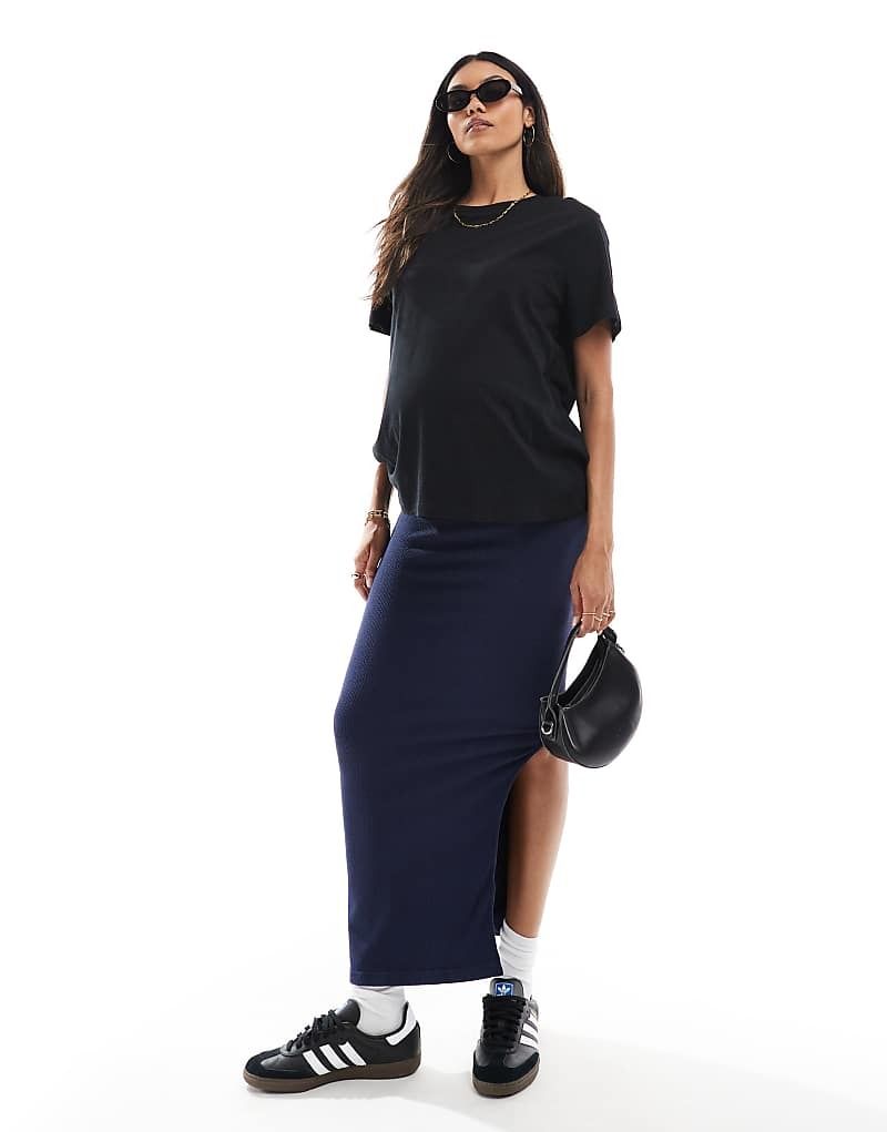 Mamalicious Maternity   Nahtloser Umstands-Maxirock in Marineblau mit Uberbauchbund 208113524Marineblau