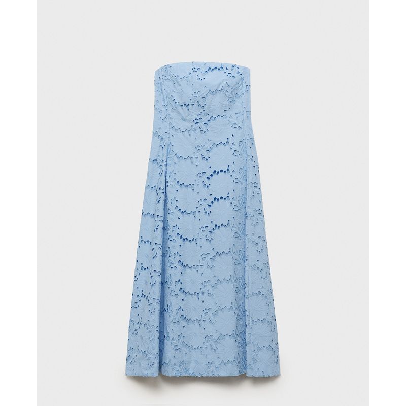 여성 자수 드레스 Women's English Embroidered Strapless Dress 20758721 Blue