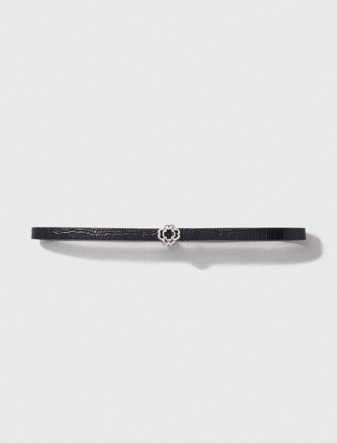 슬림 크록 가죽 클로버 벨트 Slim mock croc leather Clover belt MFACE00395 2517