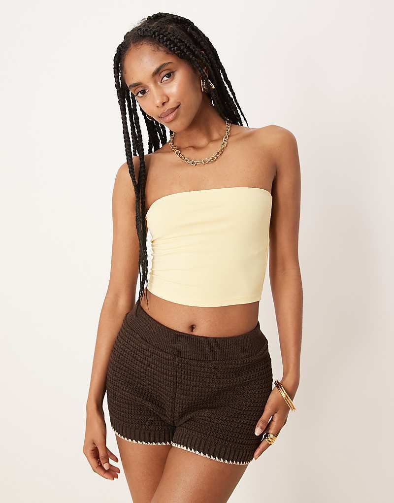 Ultimate   Tragerloses Cropped-Top in Buttermilchgelb 208542296Buttermilch