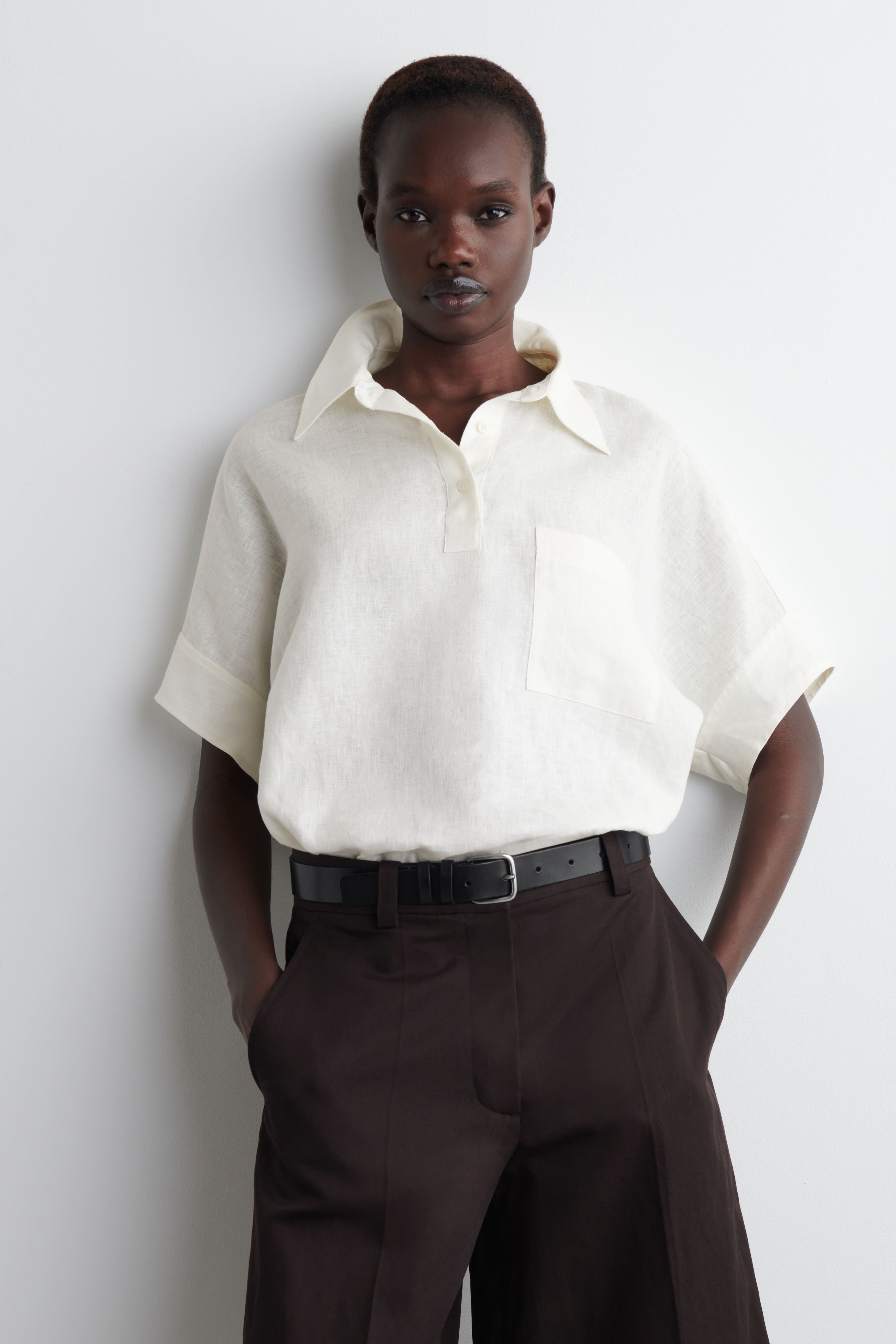 린넨 셔츠 LINEN HALF-PLACKET SHIRT 1303302001