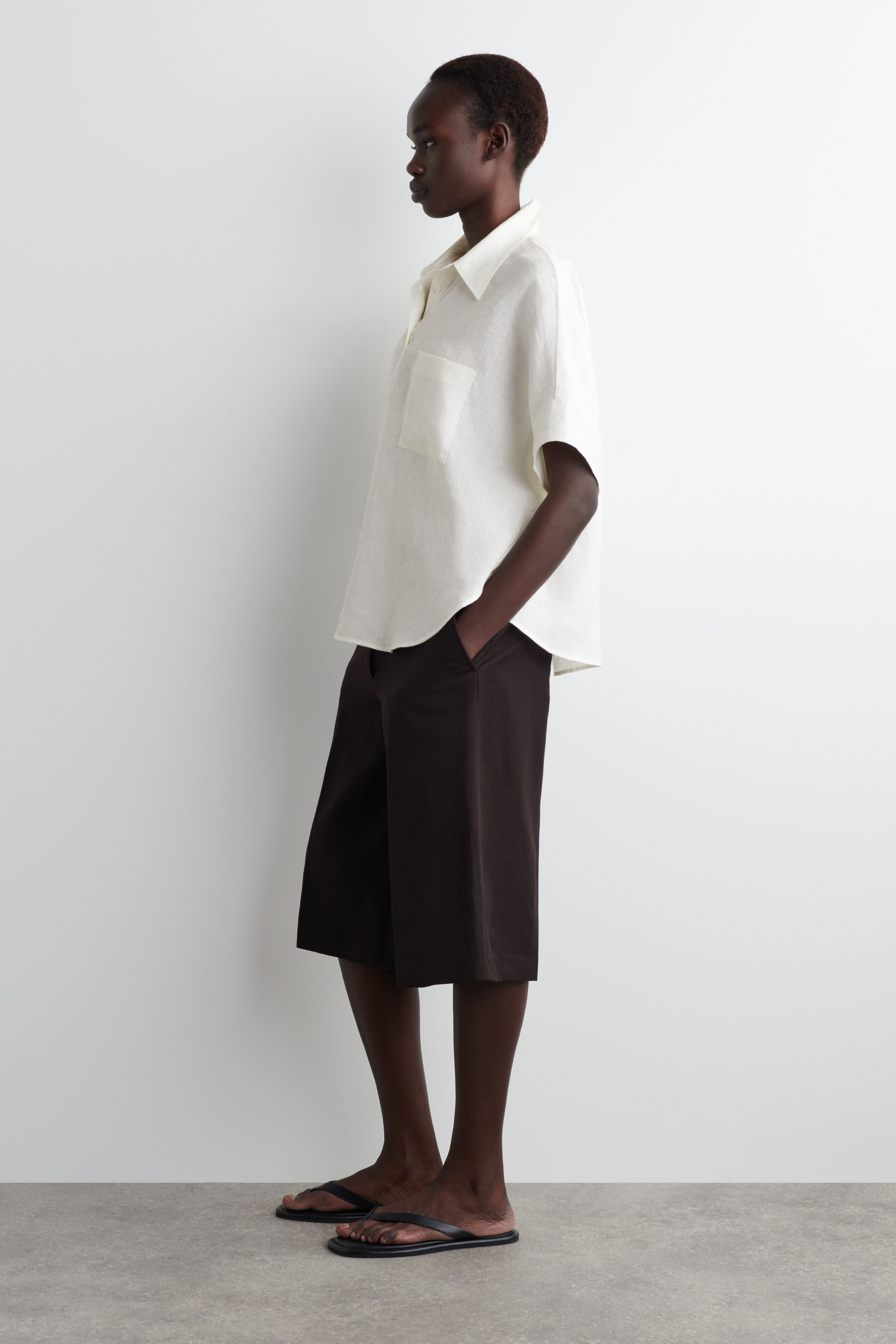 린넨 셔츠 LINEN HALF-PLACKET SHIRT 1303302001