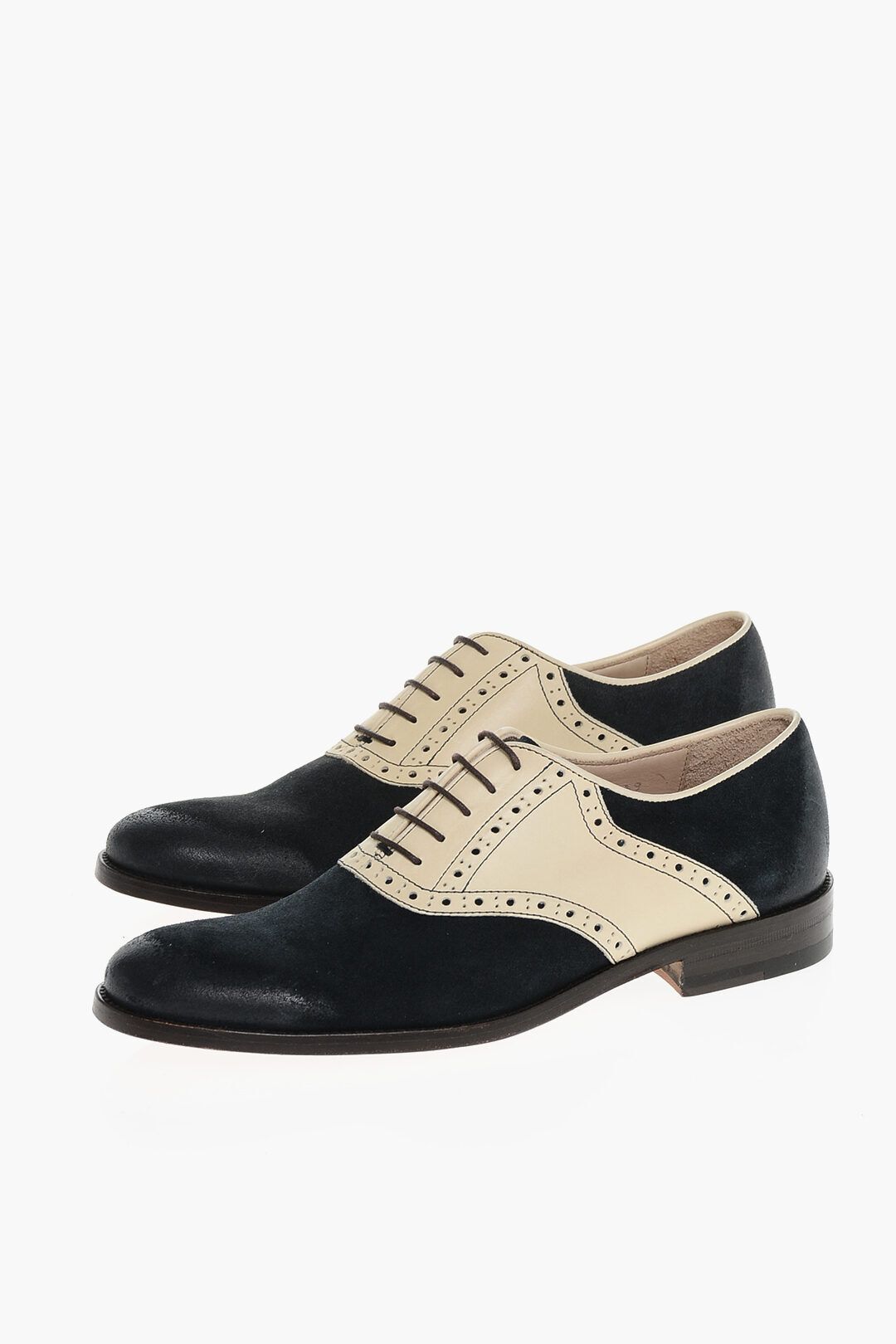 투톤 스웨이드 가죽 쿼터 옥스포드 신발 Two-Tone Suede and Leather Quarter Brogues Oxford Shoes 655395