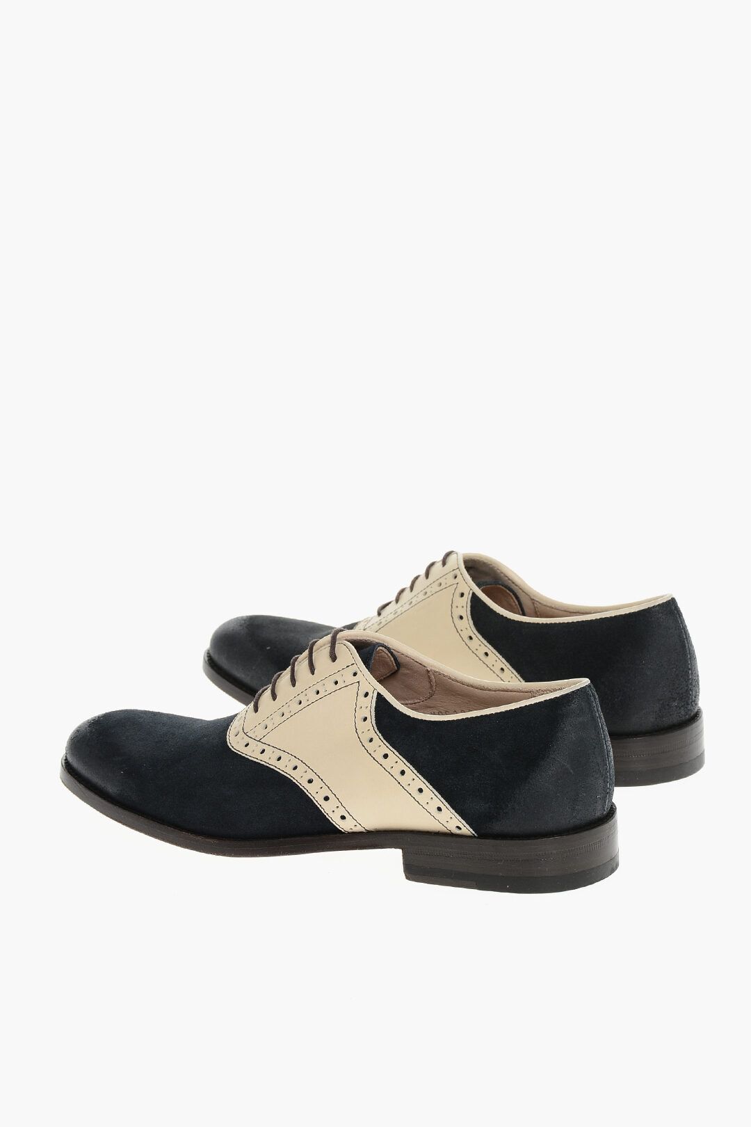투톤 스웨이드 가죽 쿼터 옥스포드 신발 Two-Tone Suede and Leather Quarter Brogues Oxford Shoes 655395
