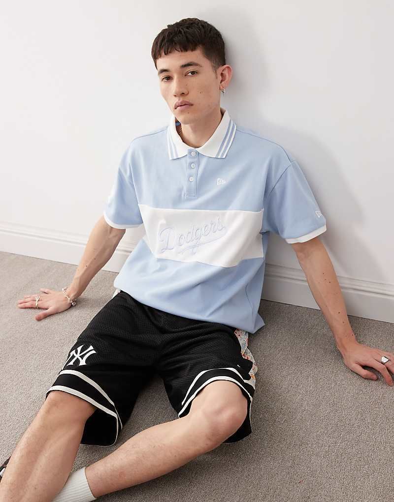 폴로셔츠 블루 로고 & LA Dodgers   Poloshirt in Blau mit Logo und Panel-Detail 208647540BLAU
