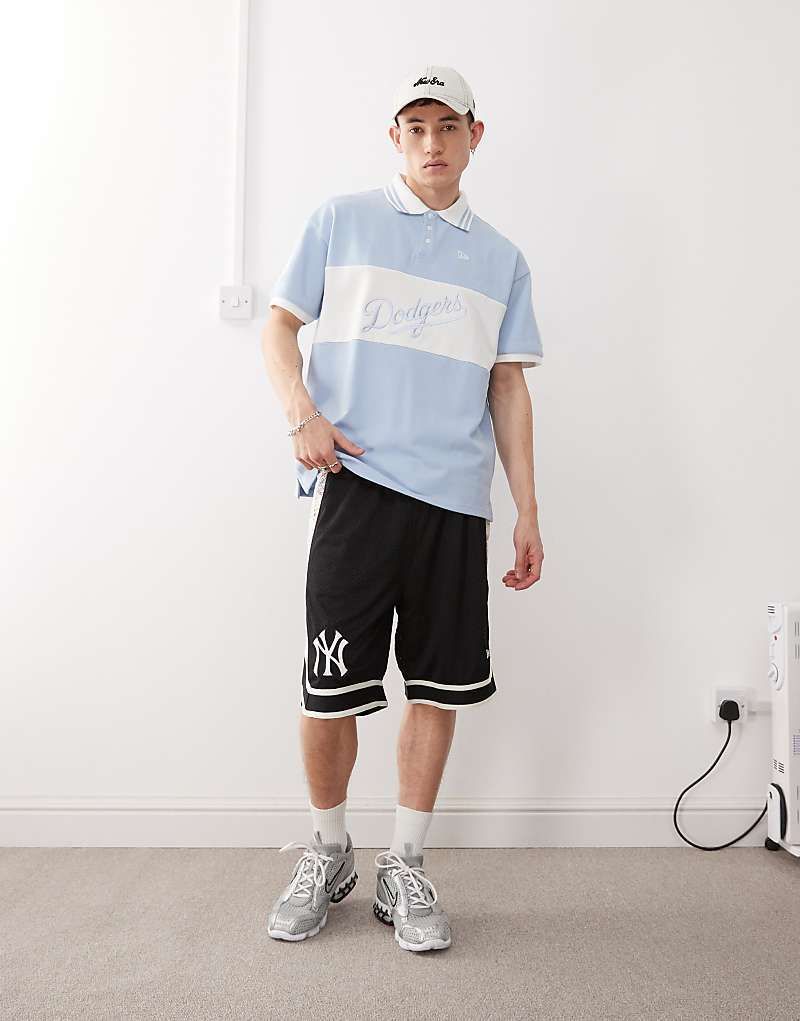 폴로셔츠 블루 로고 & LA Dodgers   Poloshirt in Blau mit Logo und Panel-Detail 208647540BLAU
