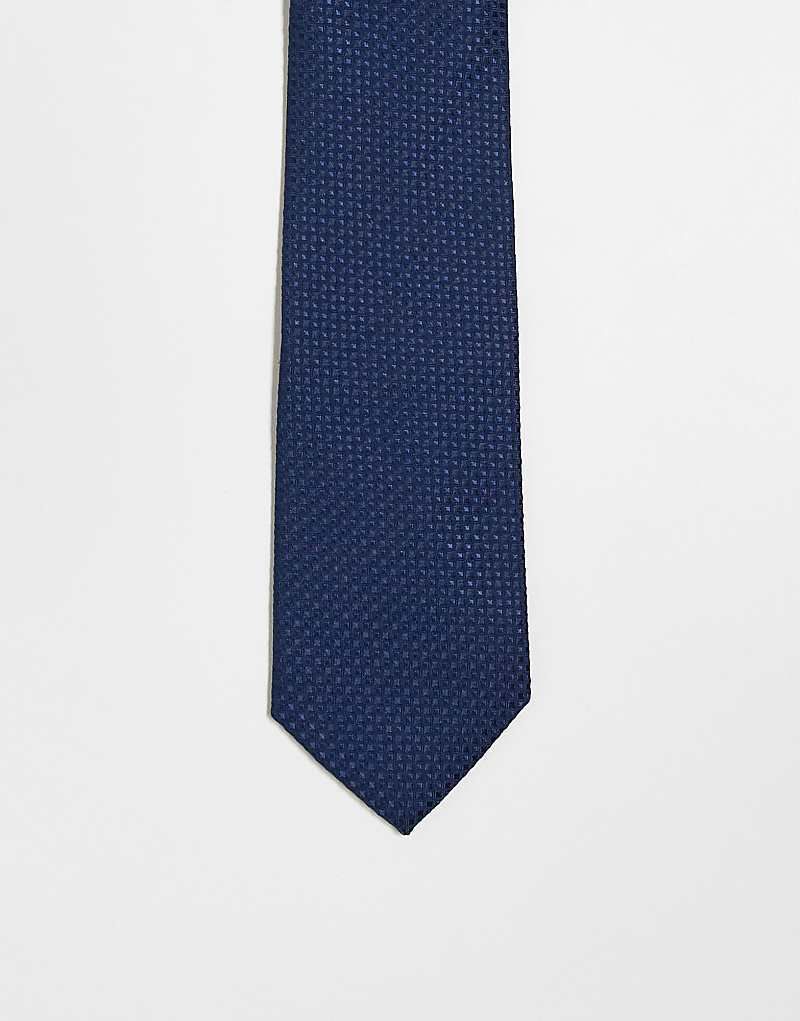 새틴 Krawatte aus Satin in Marineblau mit Strukturmuster 207780532Marineblau