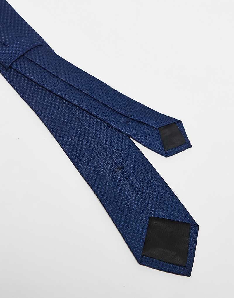 새틴 Krawatte aus Satin in Marineblau mit Strukturmuster 207780532Marineblau