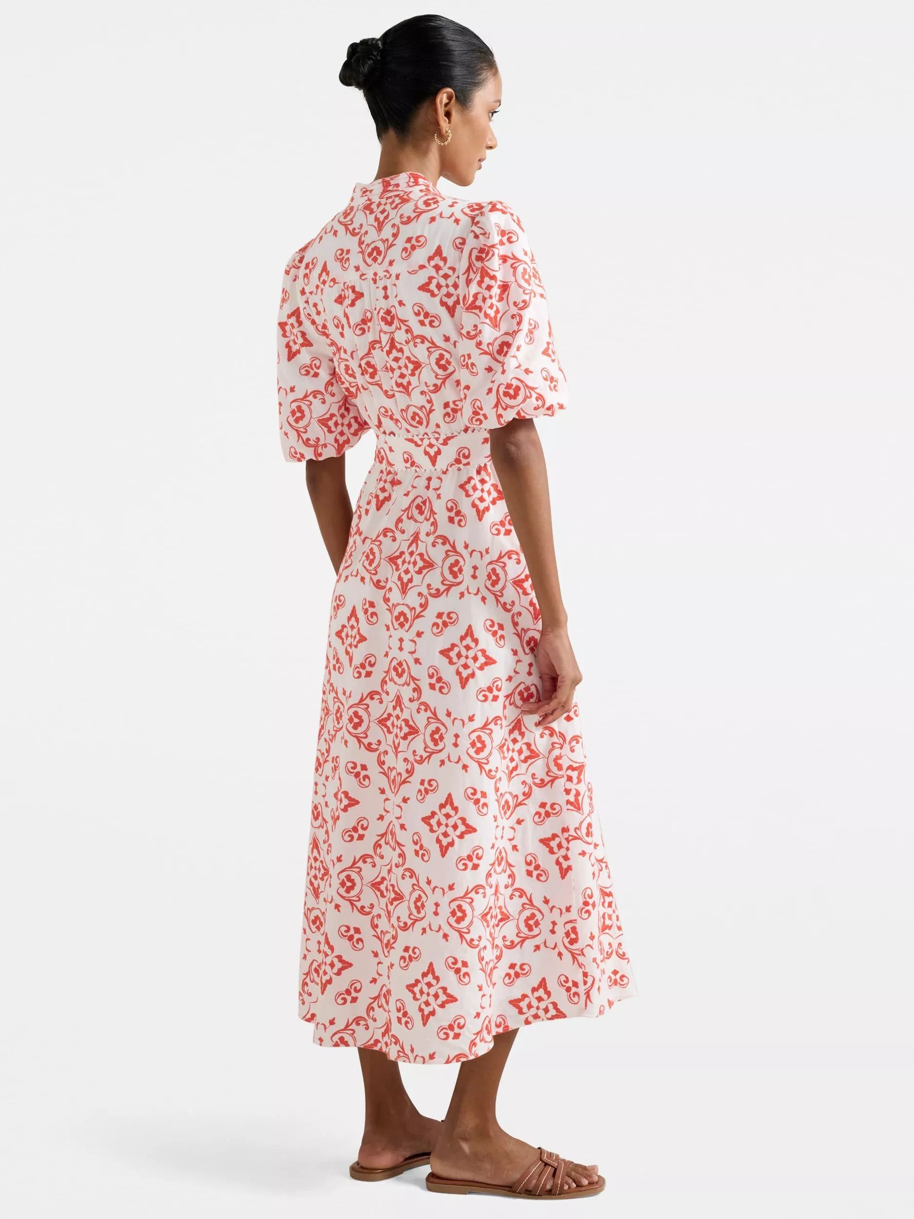 쁘띠 자수 미디 드레스 레드 Petite Rhiannon Embroidered Midi Dress, Red 113714948