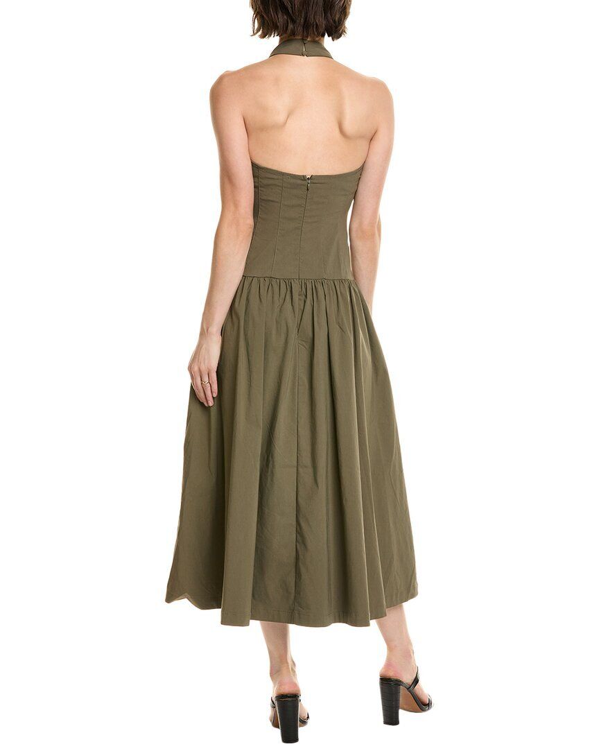 코르셋 미디 드레스 WeWoreWhat Halter Corset Linen-Blend Midi Dress 1411704567