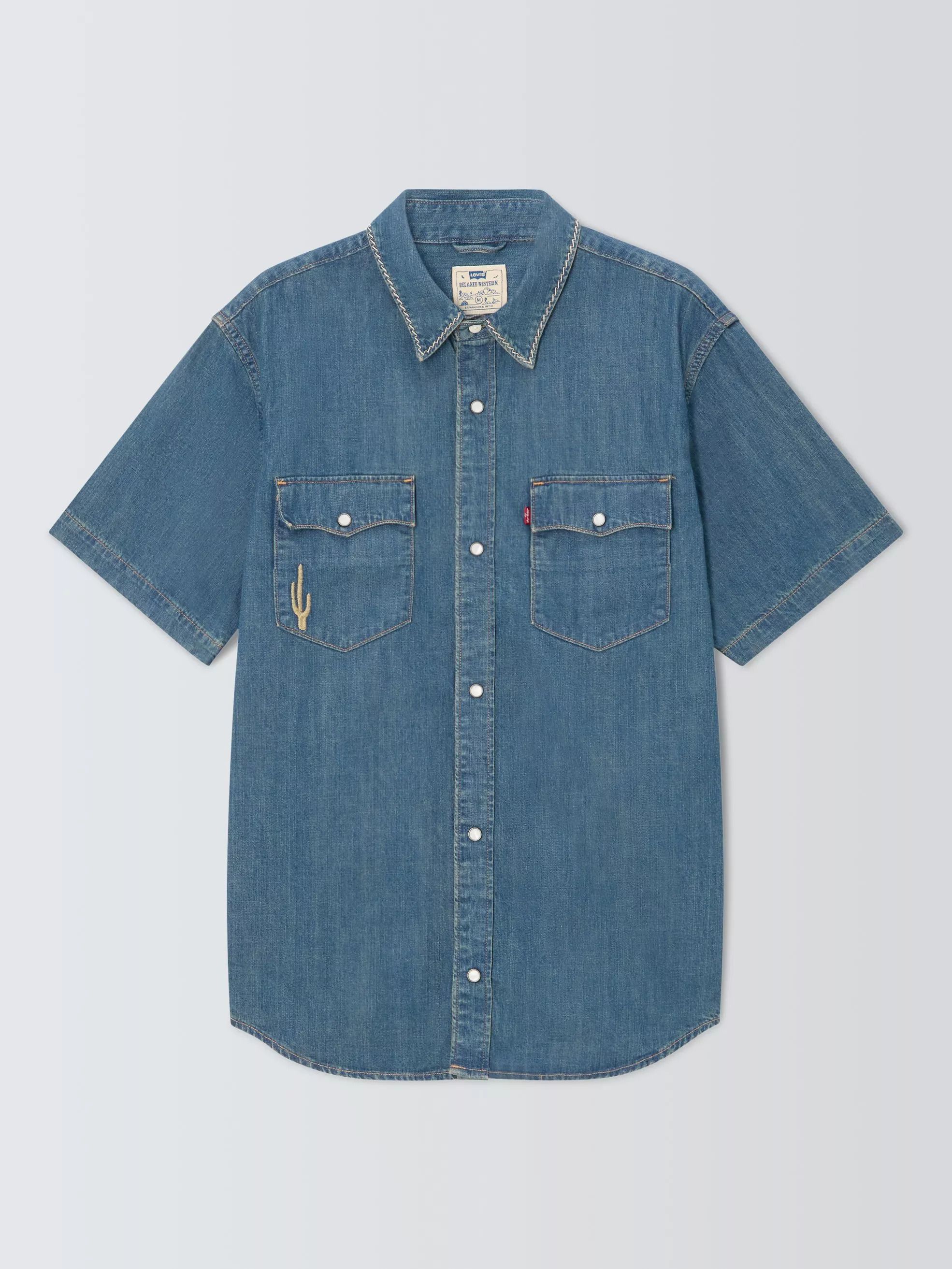 반팔 릴렉스 핏 웨스턴 셔츠 Short-Sleeve Relaxed Fit Western Shirt, Huckleberry 113262691