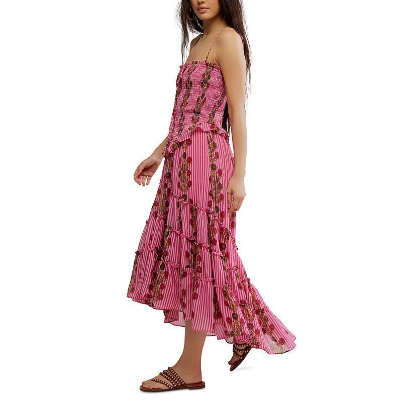 여성 민소매 스모크드 미디 Women's Alejandra Sleeveless Smocked Midi 22299914 Hot Pink Combo