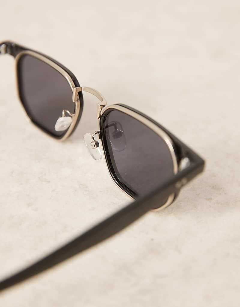 & Eckige Sonnenbrille mit schwarzem Gestell und getonten Glasern 207790407SCHWARZ