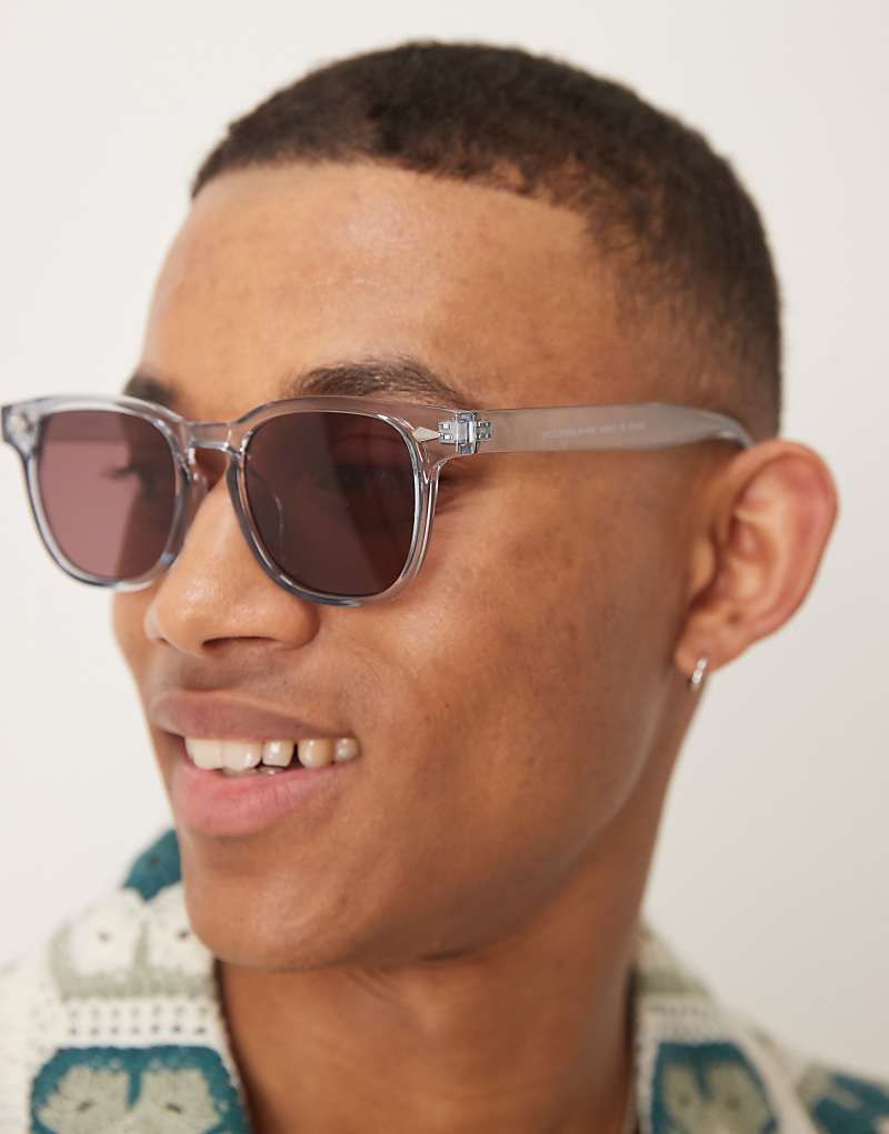 & Sonnenbrille mit burgunderroten Glasern und grauem Kristallrahmen 207790413Hellgrau