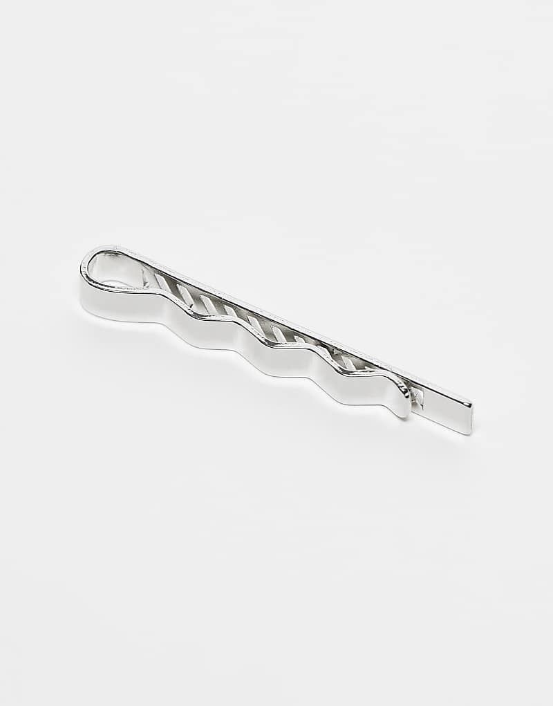 Silberfarbene Krawattennadel mit Cut-out-Strukturmuster 207314972SILBER