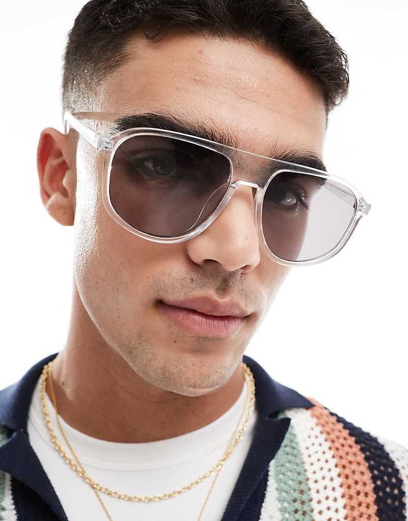& Pilotensonnenbrille mit transparenter Kristalleinfassung und getonten Glasern 207834439TRANSPARENT