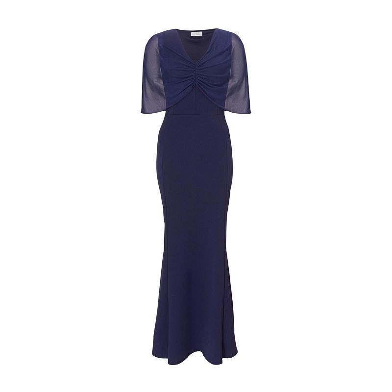 여성 크레페 맥시 드레스 메쉬 케이프 Women's Scuba Crepe Maxi Dress with Mesh Cape 22844457 Navy
