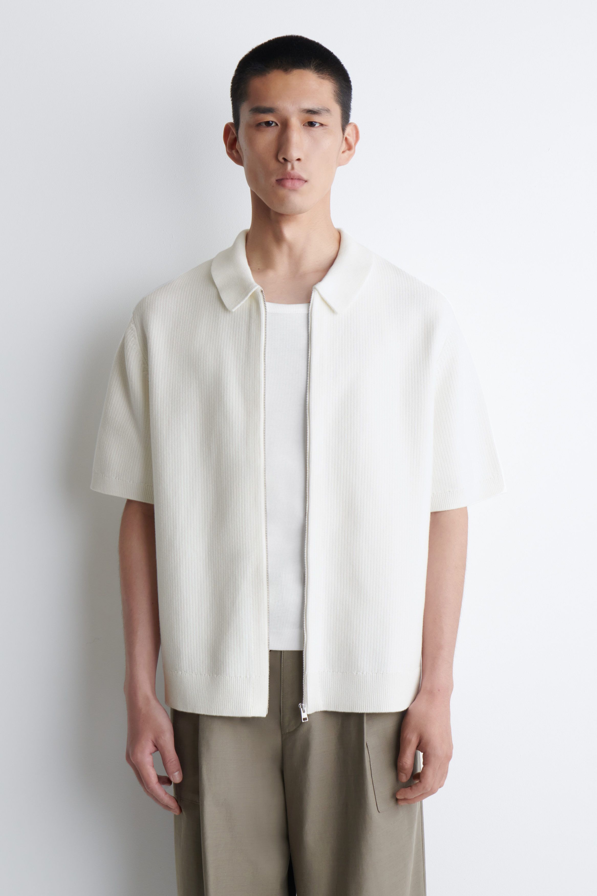 코튼 지퍼 셔츠 WAFFLE-KNIT COTTON ZIPPED SHIRT 1273335001
