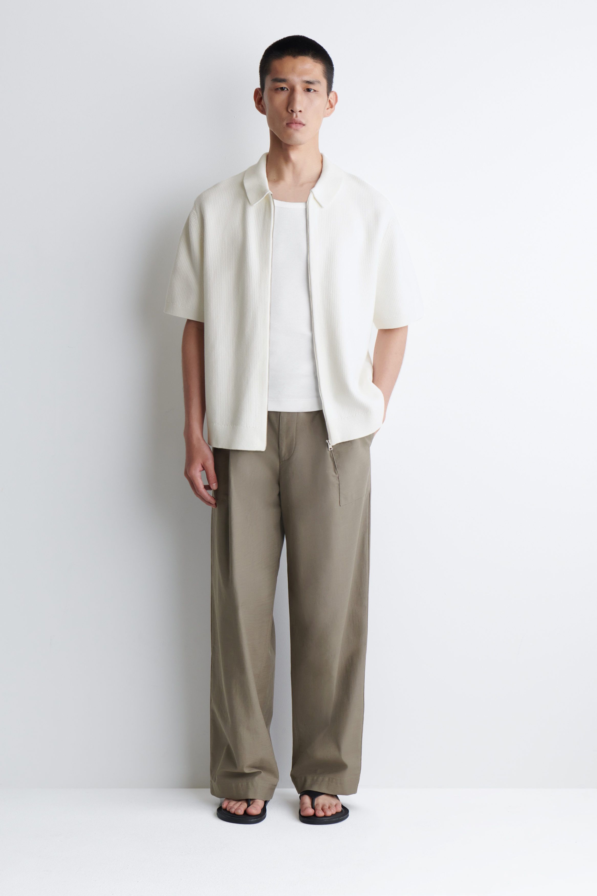 코튼 지퍼 셔츠 WAFFLE-KNIT COTTON ZIPPED SHIRT 1273335001