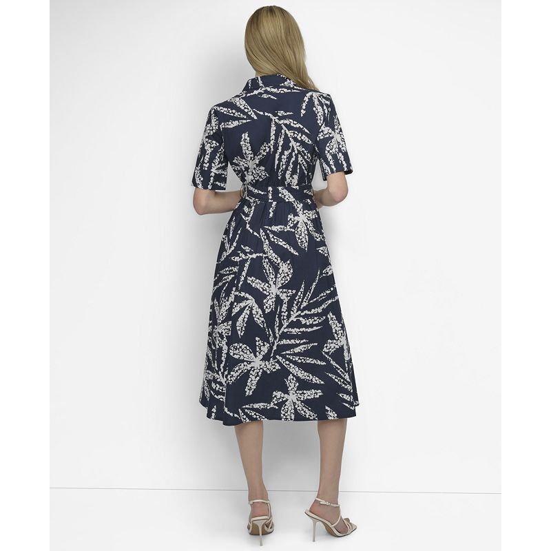 여성 프린팅 코튼 셔츠 드레스 Women's Printed Cotton Shirt Dress 22106993 Navy, Ivory