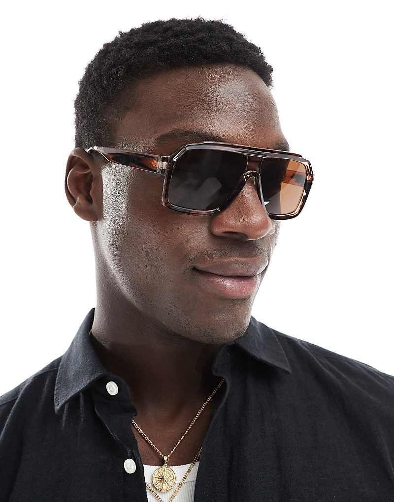 브라운 Piloten-Sonnenbrille in brauner Horn-Optik mit braun getonten Glasern 207810483BRAUN