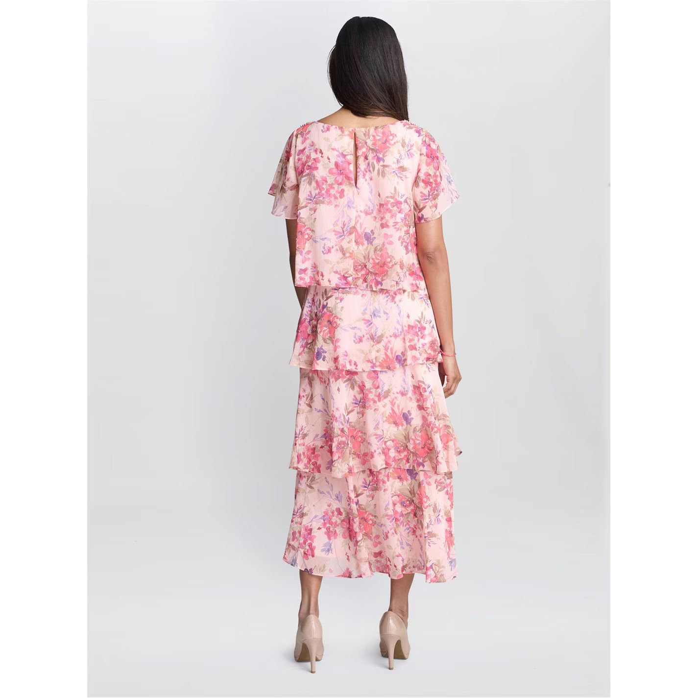미디 프린팅 드레스 Essie Midi Length Printed Tier Dress PEACH 30159912