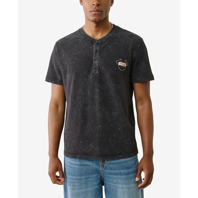 남성 숏 슬리브 패치 티셔츠 Men's Short Sleeve Pique Mineral Patch T-Shirt 22074270 Jet black