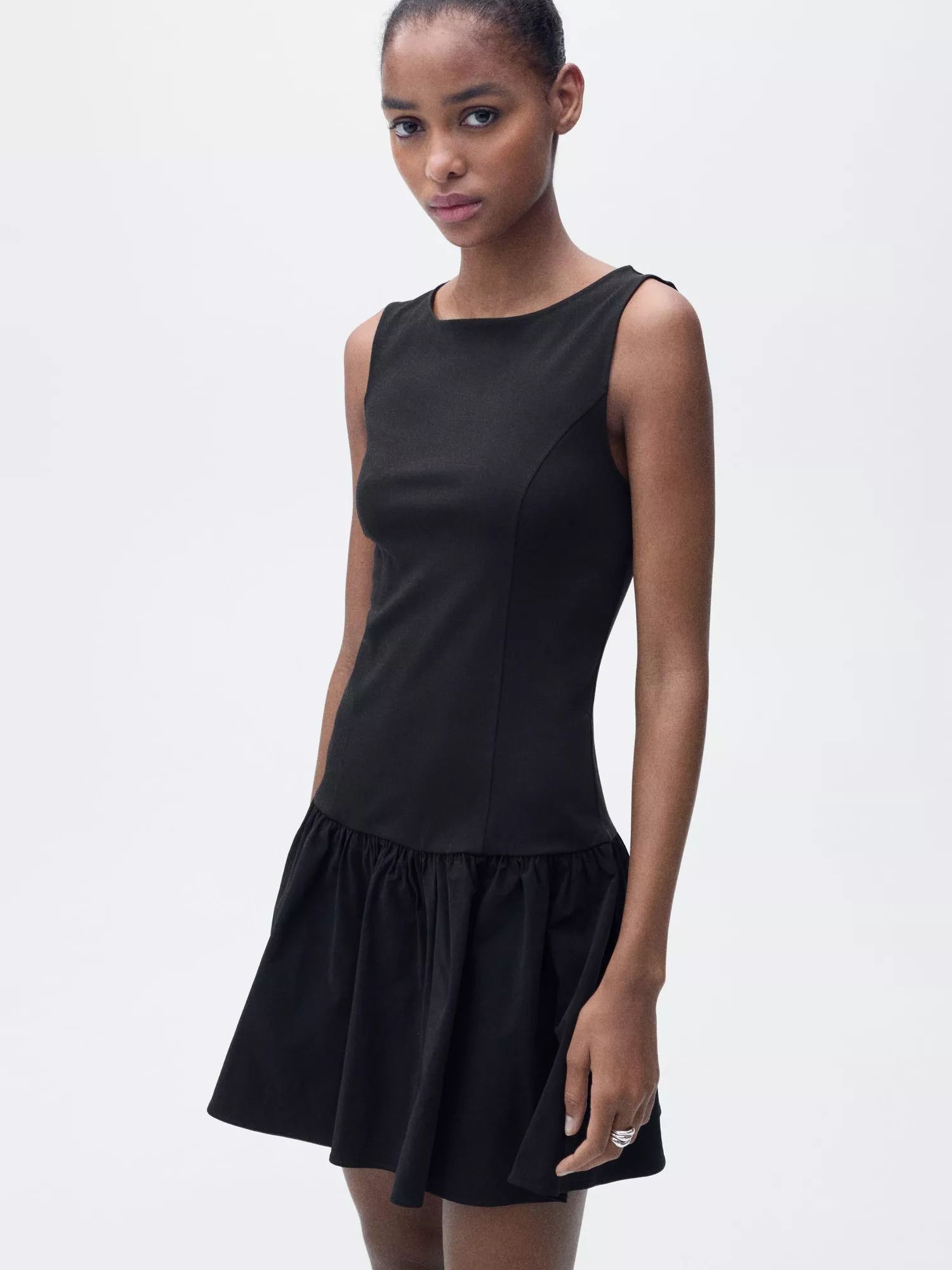 미니 드레스 블랙 Vila Ruffle Hem Mini Dress, Black 113596143