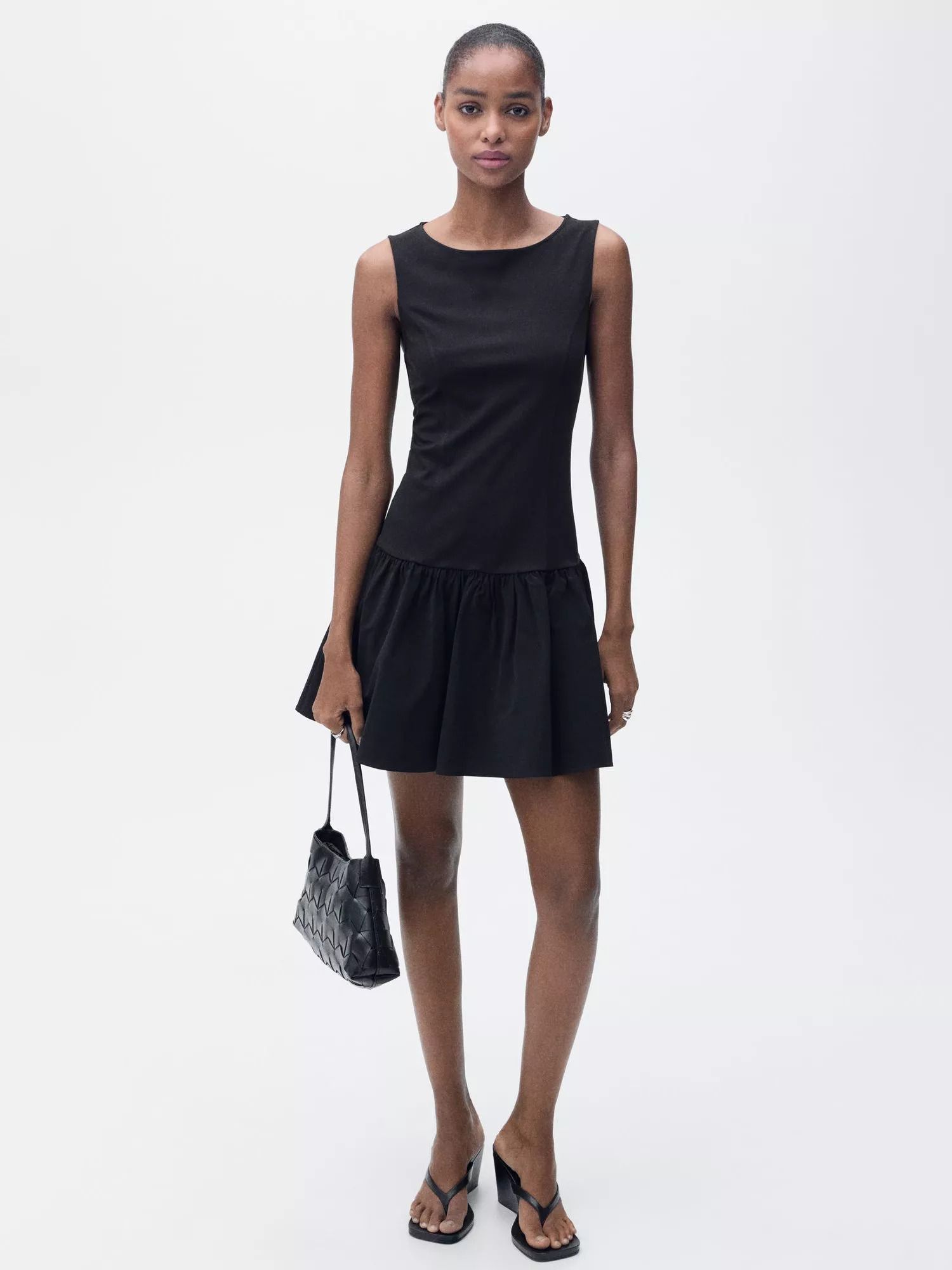 미니 드레스 블랙 Vila Ruffle Hem Mini Dress, Black 113596143