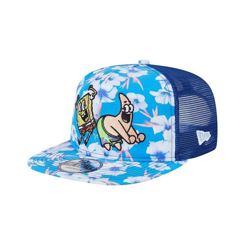 남성 블루 플로랄 스냅백 모자 Men's Blue SpongeBob SquarePants Floral Golfer Snapback Hat 22935314 Blue