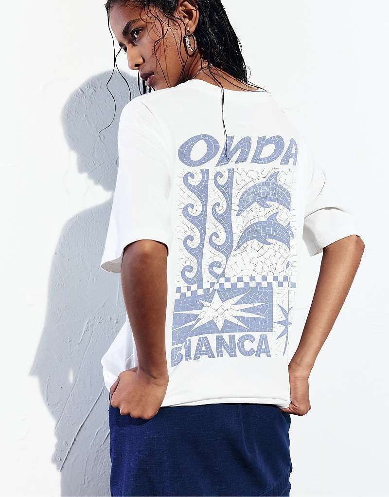 티셔츠 화이트 T-Shirt in Weiß mit „Onda Bianca“-Print 209024330Ice