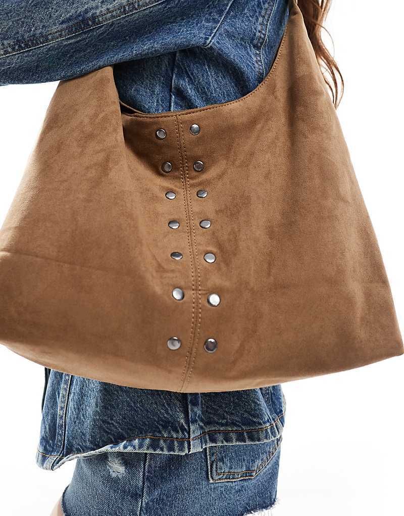 Tragetasche aus Wildlederimitat in Cremeweiß mit Schnallendetail 208730005Creme