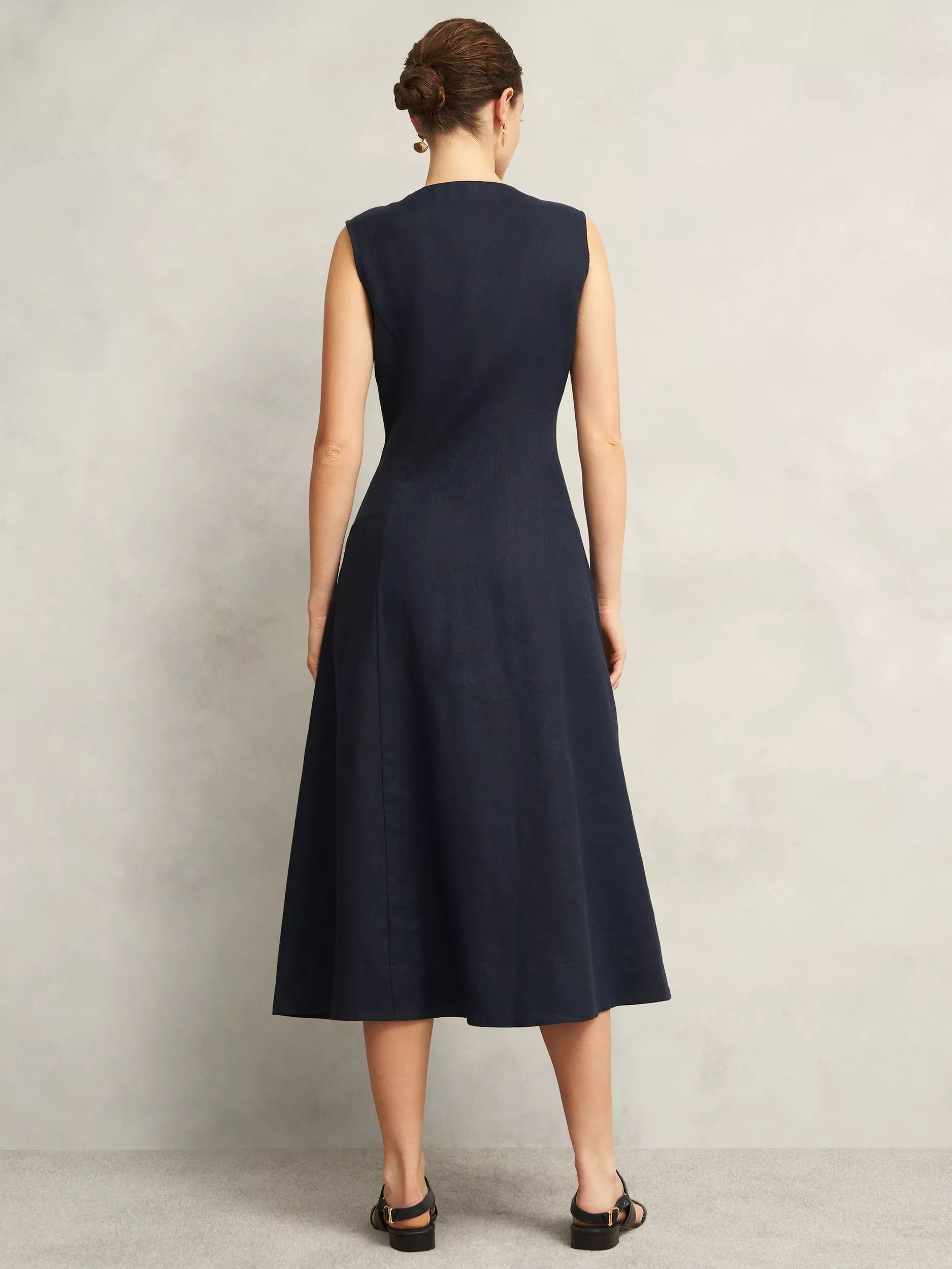 린넨 셔츠 드레스 네이비 Carmen Pure Linen Shirt Dress, True Navy 113633518