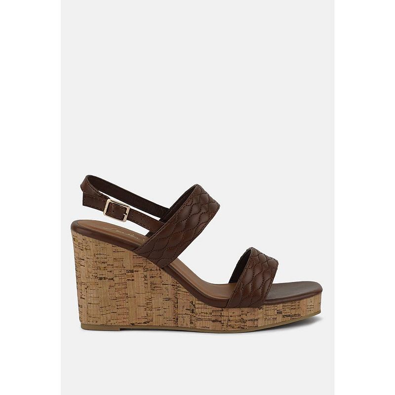 퀼티드 하이 웨지 힐 샌들 mohana quilted high wedge heel sandals 17882443 Brown