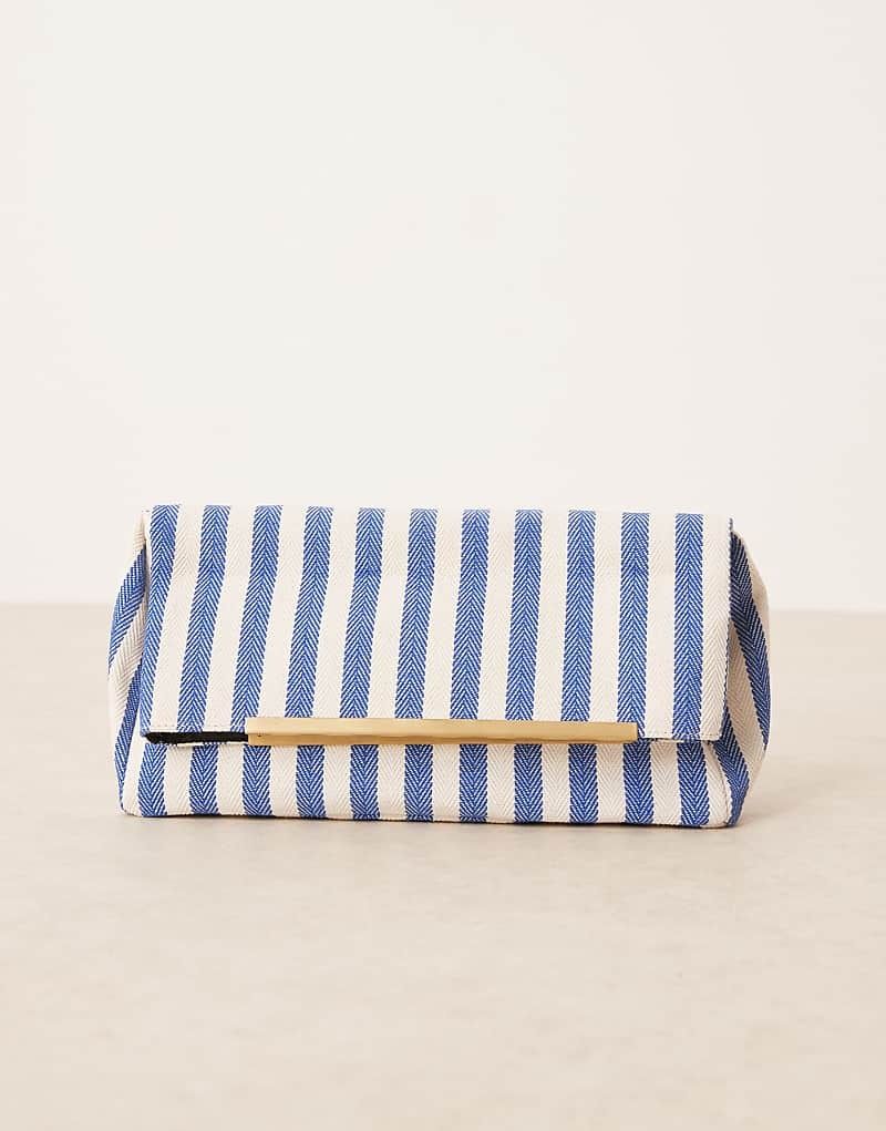 클러치 블루 Gewebte Clutch in gestreiftem Blau mit Umschlag 208426204BLAU