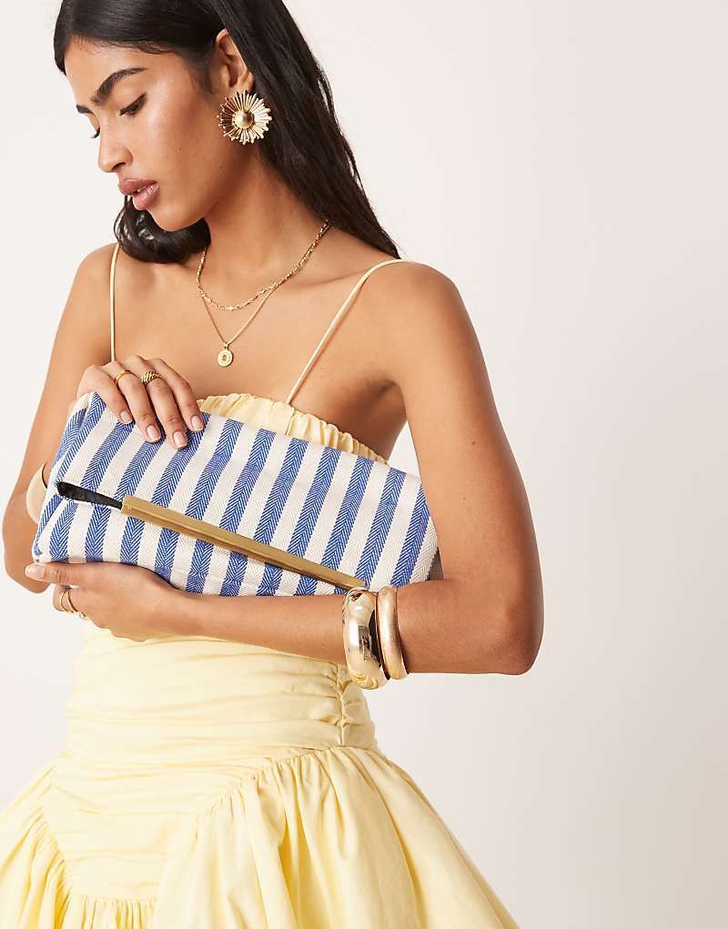 클러치 블루 Gewebte Clutch in gestreiftem Blau mit Umschlag 208426204BLAU