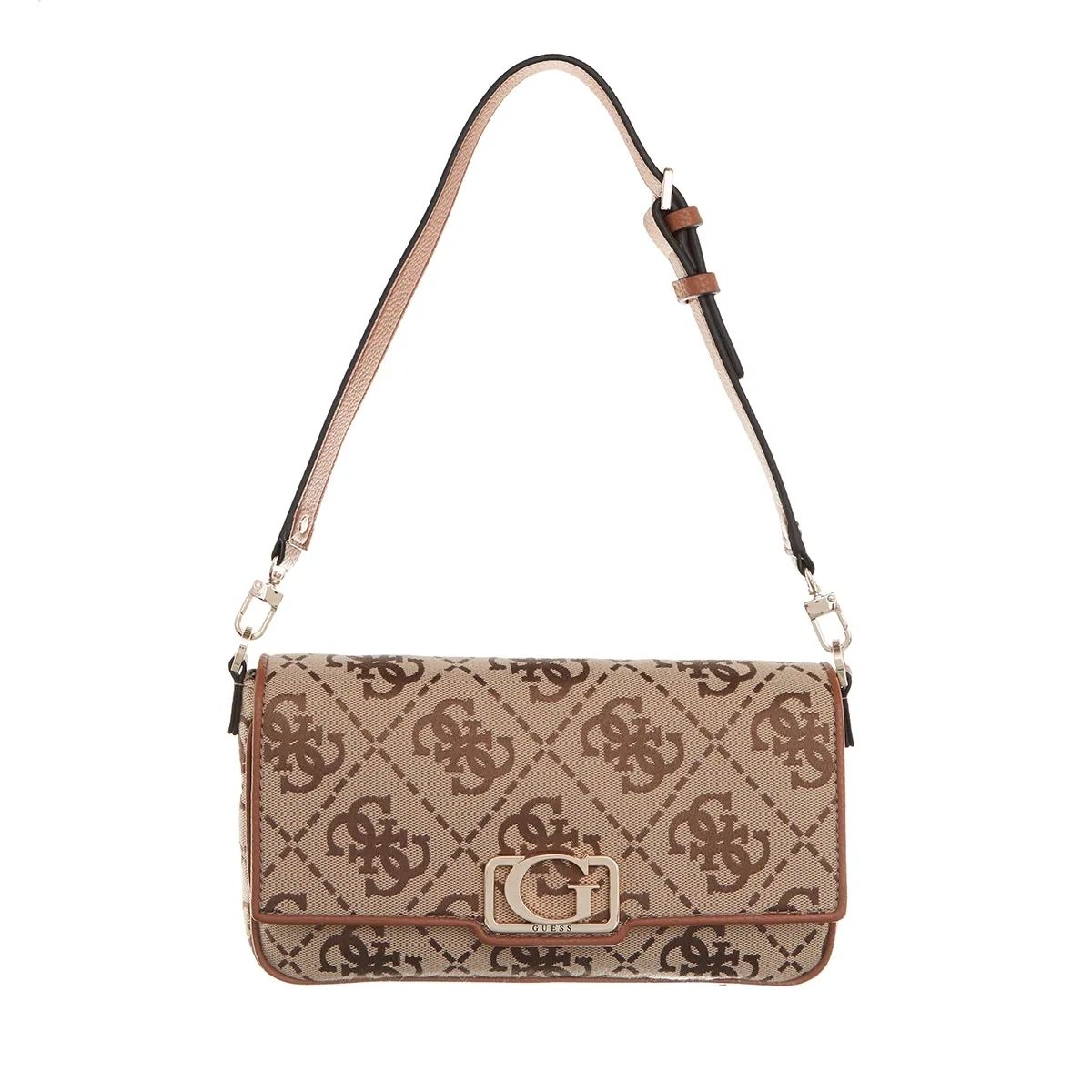플랩 숄더 가방 로고 숄더백 Guess Circe Flap Shoulder Bag Latte Logo                        Schultertasche A0505646