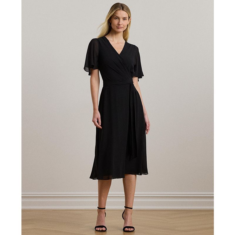 여성 벨트 드레스 Women's Belted Georgette Dress 20397027 Black