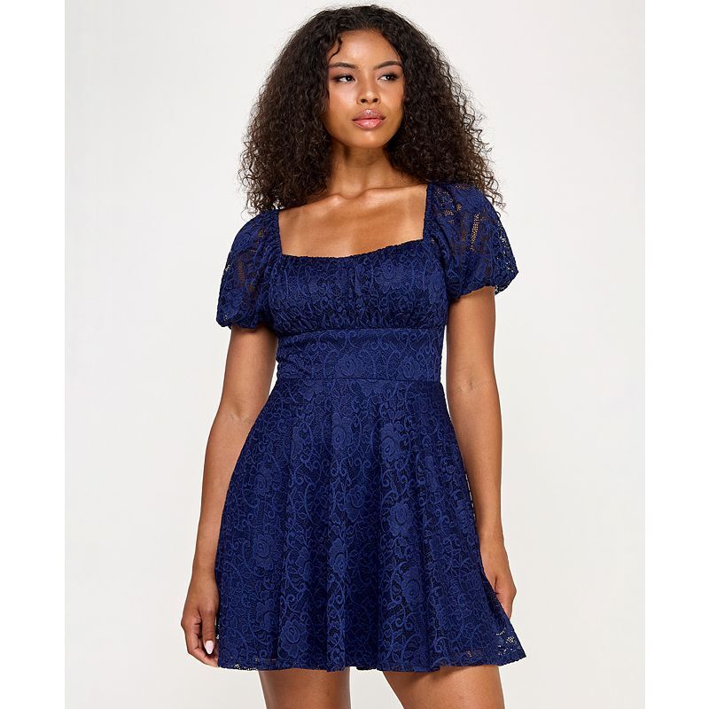 chinese dress ladies City Studio Womens Juniors Ruffle Sleeve Lace Fit & Flare Dress product