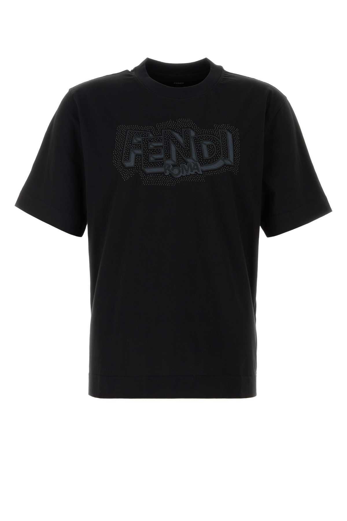 펜디(Fendi) | 펜디 그래픽 자수 티셔츠 블랙 FY0936 AW0W F0QA1 팝 T 