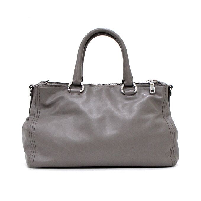 Prada Gray Soft Calf Double Zip Tote Bag and Shoulder Bag BN2324