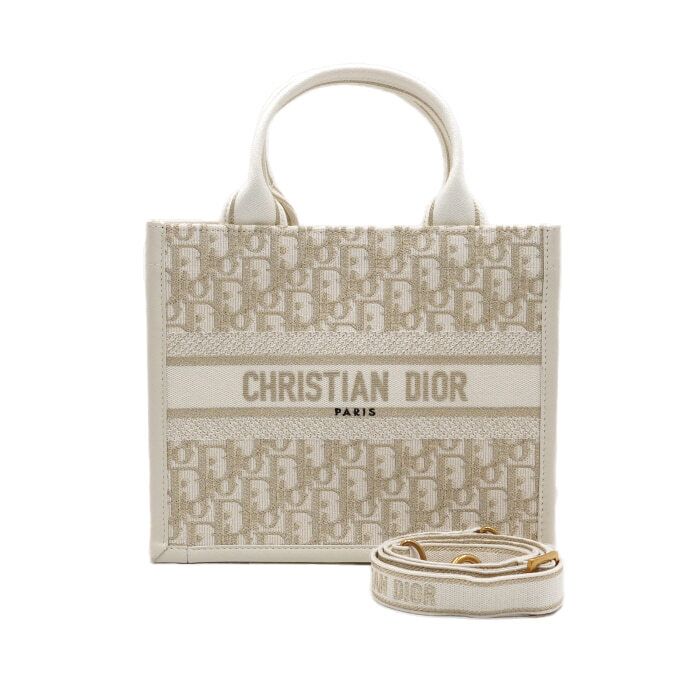Dior Oblique Strap Book Tote Small Tote Bag and Shoulder Bag White