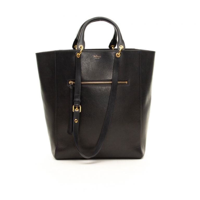 멀버리-스몰 메이플 클래식 그레인 레더 토트 숄더백 블랙 Small Maple Tote Shoulder Bag Black Hh5633  | Trenbe