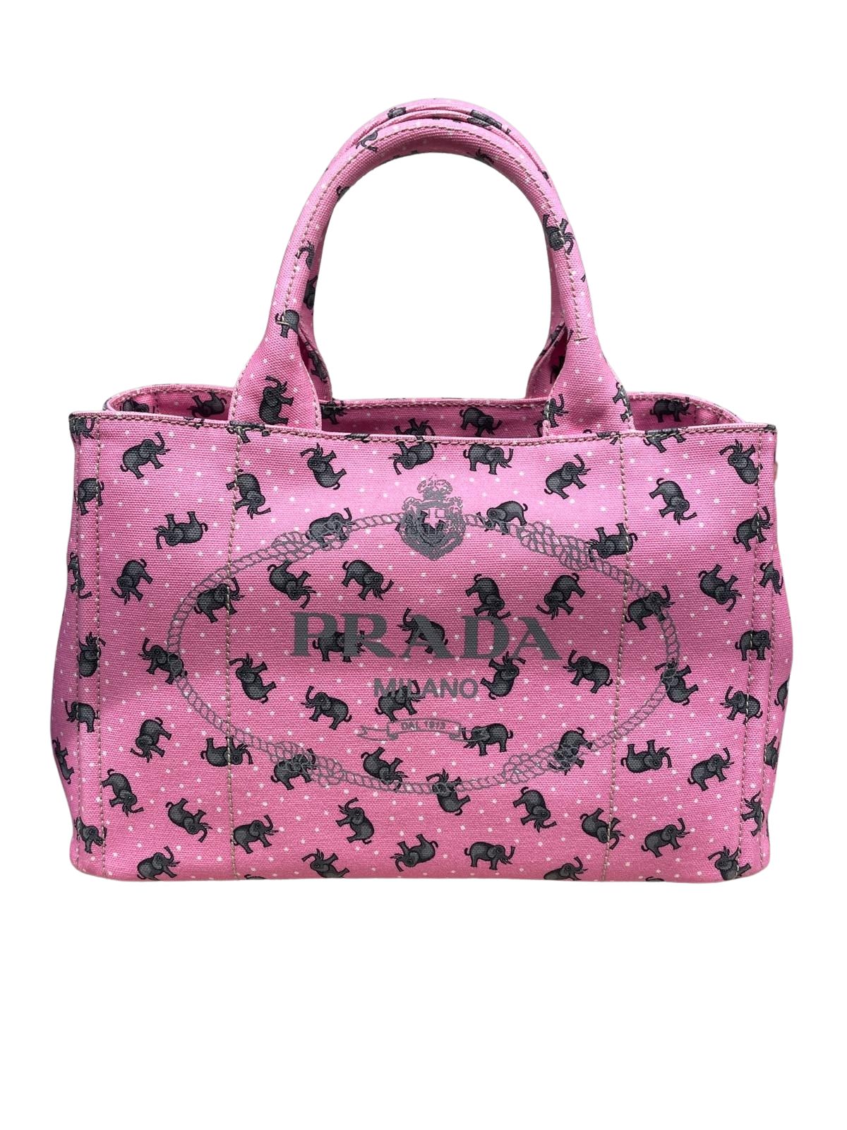 프라다-프라다 카나파 코끼리 프린트 토트백 핑크 Canapa Elephant Printed Tote Bag Pink 1BG155  2CIR F0YS7 | 트렌비