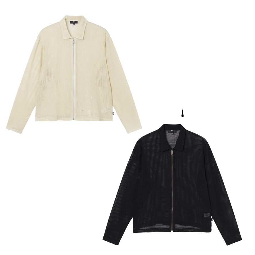 코튼 메쉬 집업 셔츠 ìŠ¤íˆ¬ì‹œ ì½”íŠ¼ ë©”ì‰¬ ì§‘ LS ì…”ì¸ ë‚´ì¸„ëŸ´ ë¸”ëž™ STUSSY  COTTON MESH ZIP LS SHIRT 6420172261