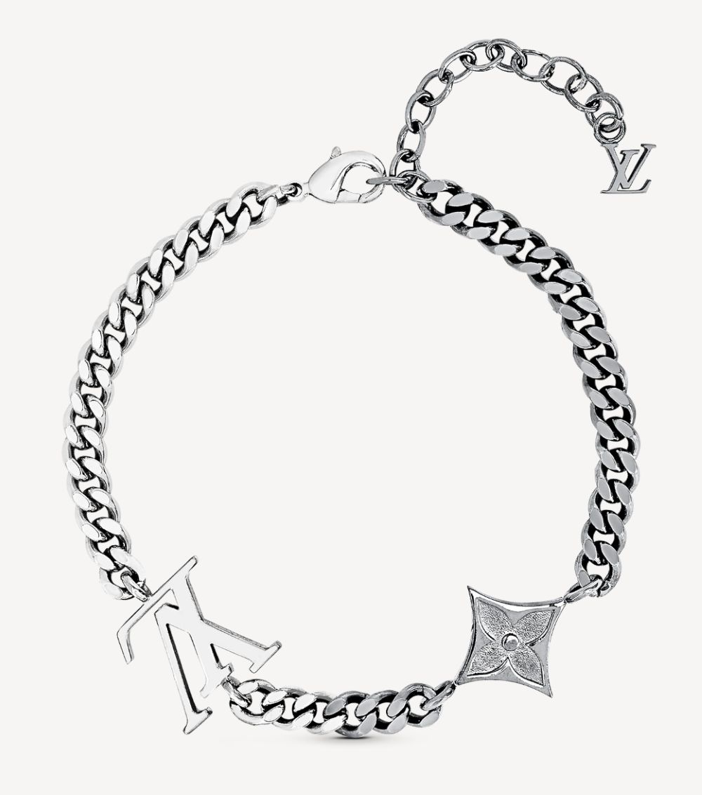 Louis Vuitton MONOGRAM Monogram Chain Silver Logo Bracelets (M00856, M00855)