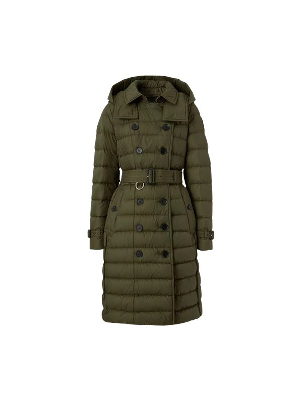 버버리-버버리 달머튼 여성 탈부착 후드 롱 패딩 다크올리브 Dalmerton Women Detachable Hood Belted  Puffer Coat Dark Olive 80613701 | 트렌비